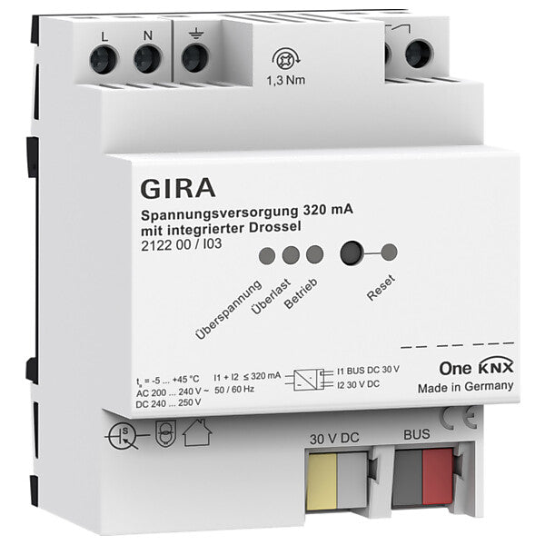 Gira KNX-Spannungsversorgung 320mA Drossel REG 212200